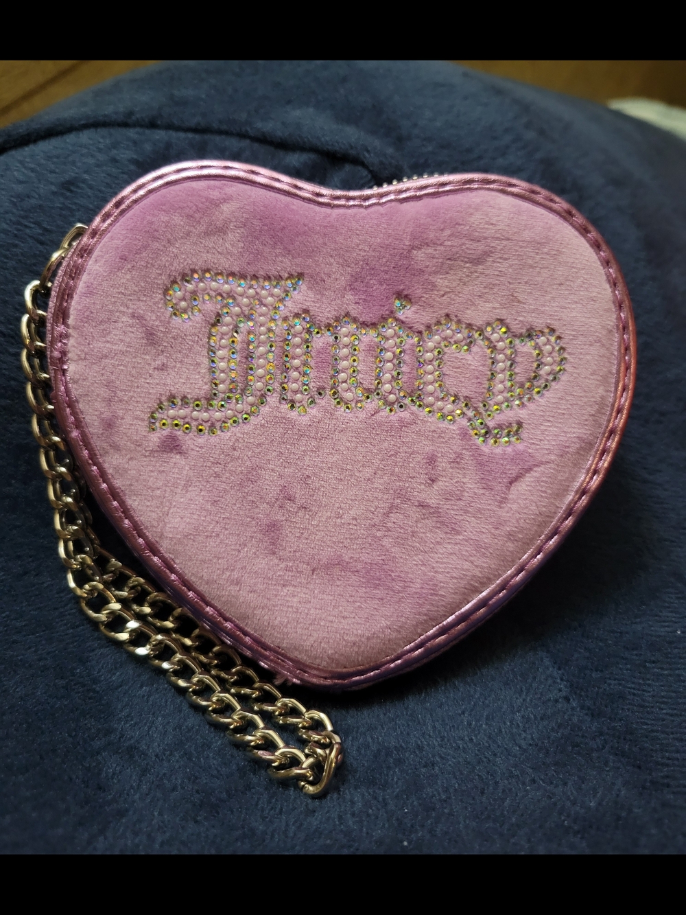 Juicy Couture Pink Velvet Heart-Shaped Wallet/Wristlet